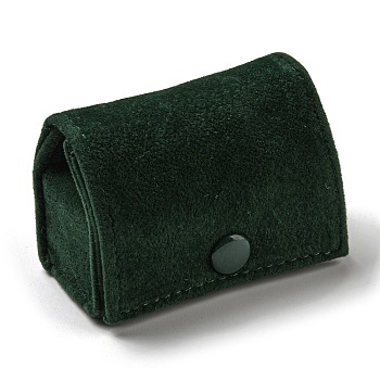 Veleteen Ring Storage Boxes, Portable Travel Jewelry Case for Rings, Earring Studs, Bag Shape, Dark Green, 6x3x4cm