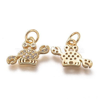 Brass Micro Pave Clear Cubic Zirconia Charms(ZIRC-C020-41G)-2