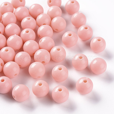 Light Salmon Round Acrylic Beads