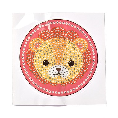 DIY Bear Head Pattern Diamond Painting Stickers Kits for Kids(DIY-I068-03)-3
