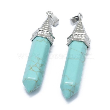 Synthetic Turquoise Pointed Pendants(G-G795-01P-21)-2