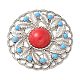 Alloy Pave Dyed Red Synthetic Turquoise Flat Round Multi-Strand Links(FIND-M052-03P-NR)-1