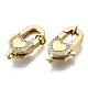 Brass Micro Pave Clear Cubic Zirconia Lobster Claw Clasps(ZIRC-S066-038-NF)-2