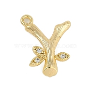 Brass Crystal Rhinestone Letter Links Connector Charms, Real 18K Gold Plated, Letter Y, 15x11.5x3.5mm, Hole: 1.2mm and 1.5mm(KK-S395-06G-Y)