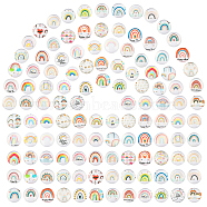 PandaHall Elite 120Pcs Glass Cabochons, Flat Round with Rainbow Pattern, Mixed Color, 12x4mm(GGLA-PH0001-25)