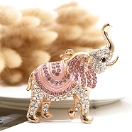 Alloy Rhinestone Keychain, with Enamel, Elephant, Pink, Pendant: 70x75mm(PW-WGDBB51-01)