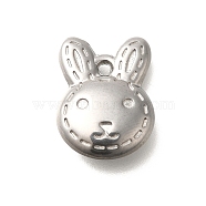 Anti-Tarnish 304 Stainless Steel Pendants, Rabbit Head Charm, Stainless Steel Color, 16.5x12.5x4.5mm, Hole: 1.8mm(STAS-I321-69P)