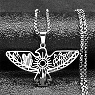 304 Stainless Steel Pendant Necklaces, Eagle, Stainless Steel Color, 23.62 inch(60cm)(NJEW-C066-18P)