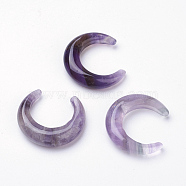 Natural Amethyst Beads, No Hole, Moon, 30x27~28x5~6mm(X-G-J366-01)