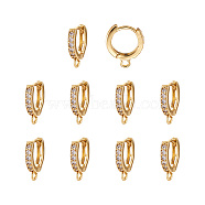 Eco-Friendly Brass Earring Hoops Findings, with Cubic Zirconia, Clear, Golden, 15x2.5x13.5mm, Hole: 1.5mm, Pin: 0.9mm(KK-TA0007-40)
