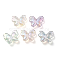 UV Plating Luminous Transparent Acrylic Beads, Glow in The Dark, Butterfly, Mixed Color, 25x30x8.5mm, Hole: 2mm(OACR-P010-11)