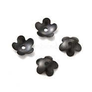 304 Stainless Steel Bead Caps, Flower, 5-Petal, Electrophoresis Black, 5.5x6x1mm, Hole: 0.6mm(STAS-K113-01EB)