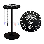 Wooden Wheel, Wooden Display Shelf, Black Holder Stand, Rustic Divination Pendulum Storage Rack, Witch Stuff, Tree of Life, Wheel: 120x8mm, 2pcs, Studdle: 288x12mm, 1pc(DJEW-WH0046-115)