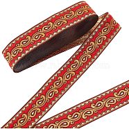 Ethnic Embroidery Polyester Flat Ribbons, Jacquard Ribbon, Red, 1-1/4 inch(33mm), about 9.84 Yards(9m)/Bundle(OCOR-WH0060-38C)