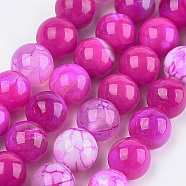 Dyed Natural Agate Beads Strands, Round, Magenta, 10~10.5mm, Hole: 1mm, about 38pcs/strand, 15.1 inch(X-G-T109-10mm-05)