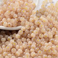 Glass Seed Beads, Imitation Cat Eye, Rondelle, Bisque, 4x3.3mm, Hole: 1.4mm(SEED-M011-02A-16)