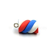 Handmade Polymer Clay Pendants, with Platinum Tone Iron Finding, Marshmallow, Red, 18x10mm(CLAY-TAC0003-02D)