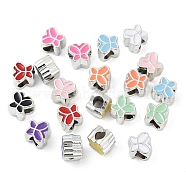 CCB Plastic European Beads, Large Hole Beads, with Enamel, Platinum, Butterfly, Butterfly, 10.5x11x8mm, Hole: 4.5~4.5mm(CCB-D278-05)