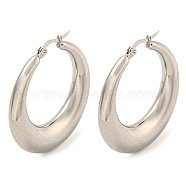 202 Stainless Steel Hoop Earrings, with 304 Stainless Steel Pins for Women, Stainless Steel Color, 40.5x8mm(EJEW-H003-41P)