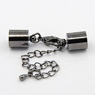 Iron Chain Extender, with Lobster Claw Clasps and Brass Cord Ends, Gunmetal, 33mm, Cord End: 9x5mm, hole: 4mm(KK-K002-4mm-B)