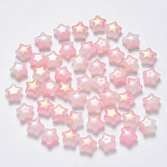 Imitation Jade Glass Beads, Two Tone, with Glitter Powder, Star, Pink, 8x8.5x4mm, Hole: 1mm(X-GLAA-R211-04-B03)