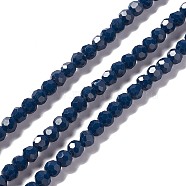 Faceted Glass Beads Strands, Round, Prussian Blue, 6x5.5mm, Hole: 1.2mm, about 95pcs/strand, 22.24''(56.5cm)(EGLA-J042-36B-12)