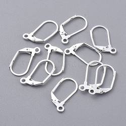 304 Stainless Steel Leverback Earring Findings, Silver, 19x12x2mm, Hole: 1.6mm, Pin: 1x0.8mm(STAS-K210-28S)