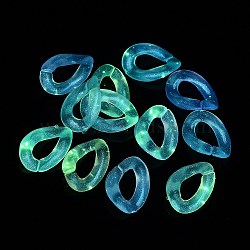 Luminous Rainbow Iridescent Plating Acrylic Linking Rings, Glow in the Dark Glitter Quick Link Connector, Twisted Oval, for Curb Chain Making, Mixed Color, 24x17x5mm, Inner Diameter: 13x7mm, about 640pcs/500g(OACR-Z013-05)