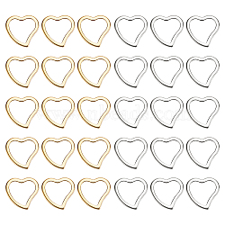 60Pcs 2 Colors 304 Stainless Steel Linking Ring, Heart, Golden & Stainless Steel Color, 14.5x15x1.5mm, Inner Diameter: 12x10mm, 30pcs/color(STAS-SC0007-49)