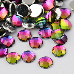 Taiwan Acrylic Rhinestone Cabochons, Flat Back and Faceted, Half Round/Dome, Colorful, 10x3mm(X-ACRT-M005-10mm-13)