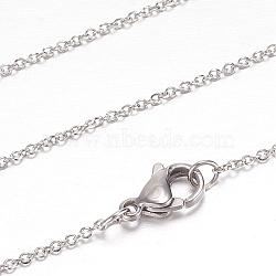 Tarnish Resistant 304 Stainless Steel Cable Chain Necklaces, with Lobster Claw Clasps, Stainless Steel Color, 19.6 inch(50cm), 1mm(STAS-G083-72P)