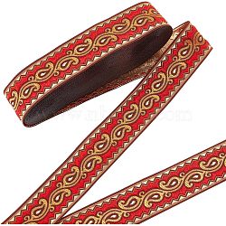 Ethnic Embroidery Polyester Flat Ribbons, Jacquard Ribbon, Red, 1-1/4 inch(33mm), about 9.84 Yards(9m)/Bundle(OCOR-WH0060-38C)