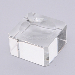 Glass Crystal Ball Stand, Square, Clear, 39.5x39.5x21.5mm(ODIS-WH0007-07D)