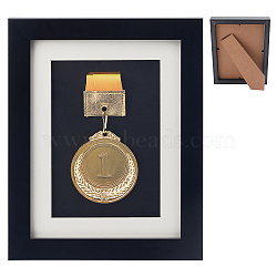 Wooden Single Medal Display Case, Badge Box Frame with Glass Windows, Rectangle, Black, 23.3x18.4cm(ODIS-WH0086-113A)