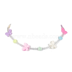 Acrylic Beaded Kids Necklace, Butterfly, Colorful, 14.98 inch(38.05cm)(NJEW-JN04707-01)