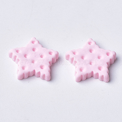 Resin Cabochons, Star Biscuit, Pink, 20~21x21~22x4mm(X-CRES-Q206-03B)