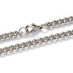 201 Stainless Steel Twisted Chain Curb Chain Necklaces, with Lobster Claw Clasps, Stainless Steel Color, 23.62 inch(60cm), 5mm(NJEW-L416-06P)
