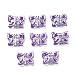 Plating Transparent Acrylic Beads, Metal Enlaced, Butterfly, Dark Violet, 11x14.5x5mm, Hole: 1.8mm, about 740pcs/500g(OACR-G016-08M)