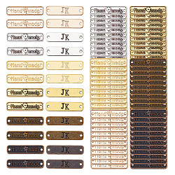 Elite 120Pcs 6 Colors Alloy Connector Charms, Rectangle with Word Handmade, Mixed Color, 25.5x6x1.5mm, Hole: 1.4mm, 20pcs/color(FIND-PH0005-61)