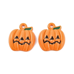 Halloween Theme Rack Plating Alloy Pendants, with Enamel, Pumpkin, 20x17.5x4.5~4.7mm, Hole: 1.8~2mm(FIND-M020-01D-EB)