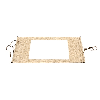 Polyester Horizontal Painted Scroll, with Rice Paper & Cords, Rectangle, Light Salmon, 68.2x28.7x0.8cm