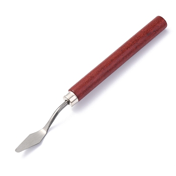Stainless Steel Scraper, Oil Painting Scraper Knife, Scraping Drawing Tool, with Wood Hand Shank, Random Color Handle, 15.6x1.15x1.15cm