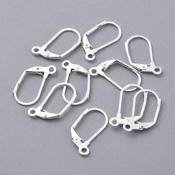 304 Stainless Steel Leverback Earring Findings, Silver, 19x12x2mm, Hole: 1.6mm, Pin: 1x0.8mm