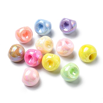 Plating Iridescent Acrylic Beads, Round, Mixed Color, 15.5x16mm, Hole: 3.5mm