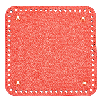 PU Leather Bag Bottom, for Knitting Bag, Women Bags Handmade DIY Accessories, Red, 180x180x9mm, Hole: 5mm