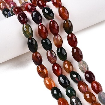 Natural Agate Beads Strands, Faceted, Oval, Dyed, Black, 10.5~12x7.5~8mm, Hole: 1mm, about 32pcs/strand, 14.57~15.2''(37~38cm)