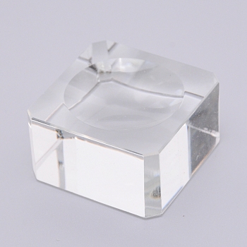 Glass Crystal Ball Stand, Square, Clear, 39.5x39.5x21.5mm