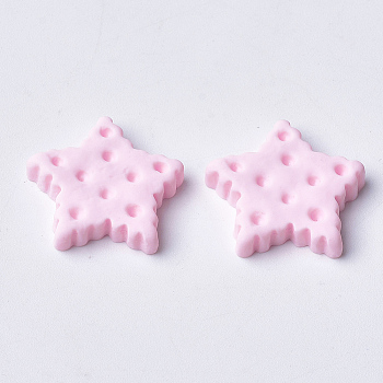 Resin Cabochons, Star Biscuit, Pink, 20~21x21~22x4mm