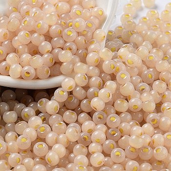 Glass Seed Beads, Imitation Cat Eye, Rondelle, Bisque, 4x3.3mm, Hole: 1.4mm