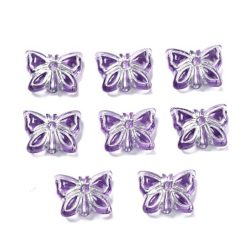 Plating Transparent Acrylic Beads, Metal Enlaced, Butterfly, Dark Violet, 11x14.5x5mm, Hole: 1.8mm, about 740pcs/500g